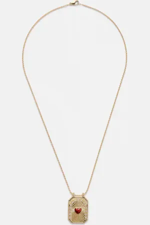 Marie Lichtenberg Heart Scapular 18kt necklace with diamonds and enamel