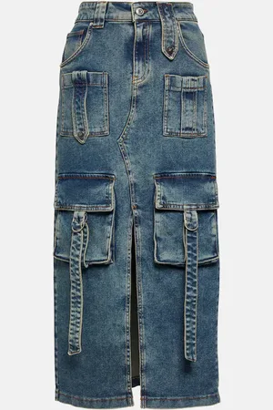 BLUMARINE Denim midi skirt