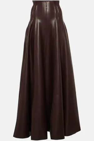 Norma Kamali Grace pleated faux leather maxi skirt