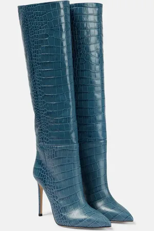 PARIS TEXAS Croc-effect leather knee-high boots