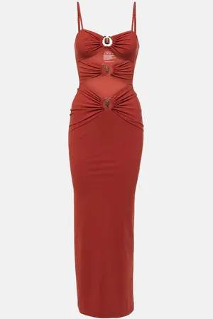 CHRISTOPHER ESBER Crystal Orbit gathered cutout maxi dress