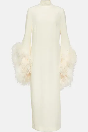 ‎Taller Marmo‎ Del Rio feather-trimmed midi dress