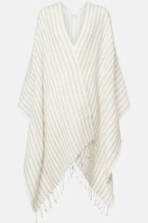 Brunello Cucinelli Striped linen poncho