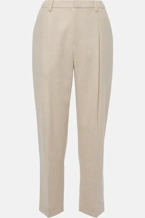 Brunello Cucinelli Pleated cotton straight pants