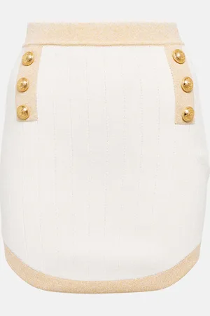 Balmain Embellished ribbed-knit miniskirt