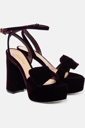 Gianvito Rossi 70 bow-detail velvet platform sandals