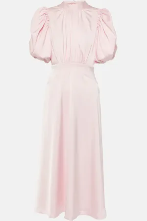 ROTATE Bridal gathered satin midi dress