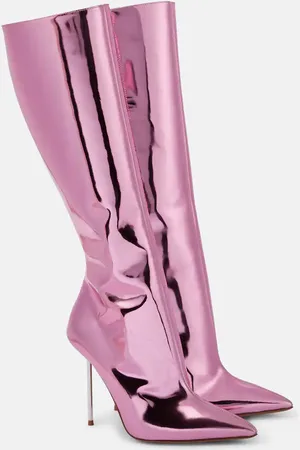 PARIS TEXAS Lidia mirrored leather knee-high boots