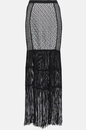 Khaite Crochet-knit fringe-trimmed maxi skirt