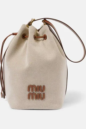 Miu Miu Logo leather-trimmed bucket bag