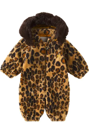 Mini Rodini Baby leopard-print faux fur overalls