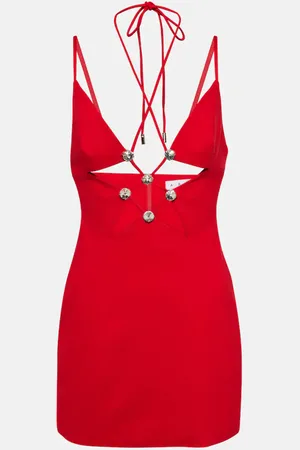 AREA Cutout embellished jersey minidress