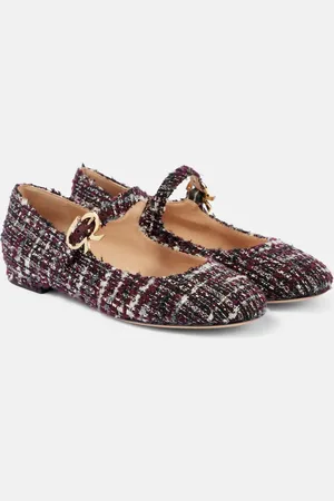 Gianvito Rossi Mary Ribbon bouclÃ© Mary Jane flats