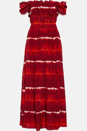 Altuzarra Printed off-shoulder silk midi dress