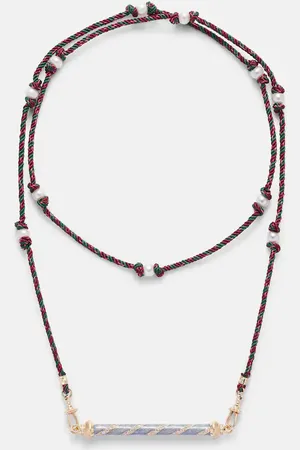Marie Lichtenberg Candy Cane 18kt necklace with diamonds and enamel