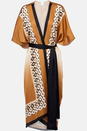 Max Mara Dany printed satin beach cover-up