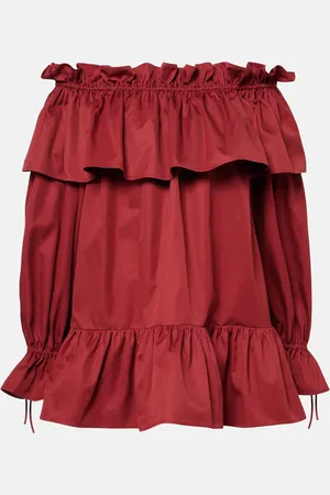 Saint Laurent Ruffled cotton twill minidress