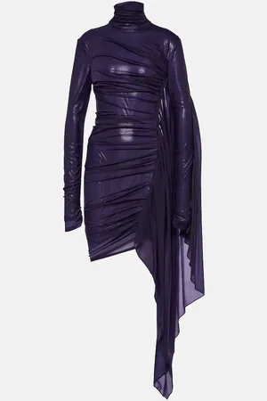 MUGLER Asymmetric draped chiffon minidress
