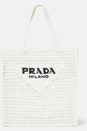 Prada Logo raffia tote bag
