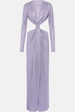 AREA Crystal-embellished cutout jersey gown