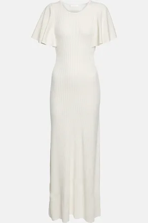 Chloé Ruffle-trimmed wool midi dress