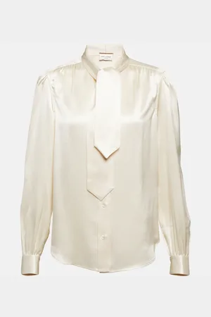 Saint Laurent Tie-neck silk satin blouse