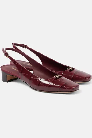 Salvatore Ferragamo Croc-effect leather slingback pumps