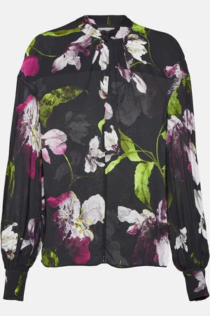 Erdem Floral gathered crÃªpe blouse