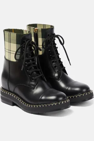 Chloé X Barbour lace-up leather ankle boots