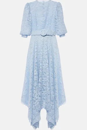 Costarellos Floral lace asymmetric midi dress