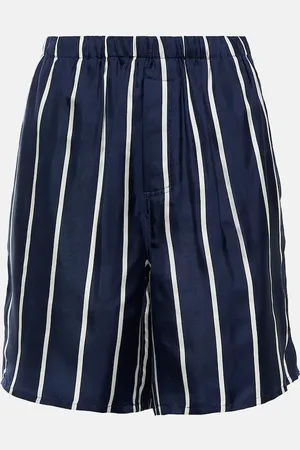 Ami Striped high-rise silk shorts