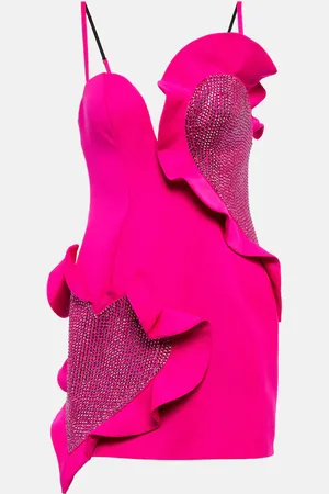 AREA Embellished wool crÃªpe minidress