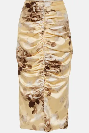 Alessandra Rich Printed silk-blend satin midi skirt
