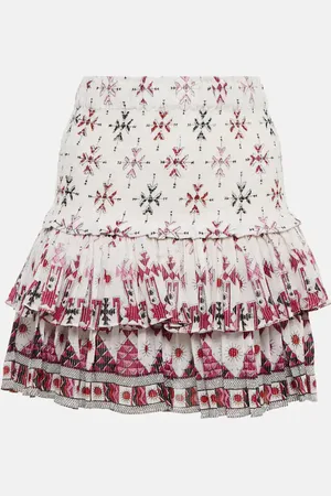 Marant Etoile Naomi printed smocked cotton miniskirt