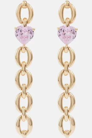 Nadine Aysoy Catena Long Heart 18kt gold earrings with sapphires
