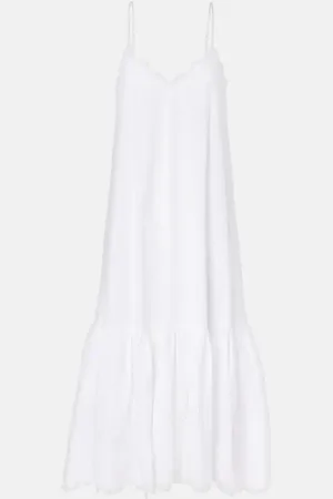 Juliet Dunn Embroidered cotton poplin midi dress