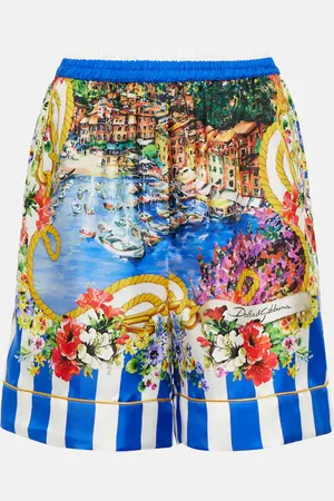 Dolce & Gabbana Portofino high-rise printed silk shorts
