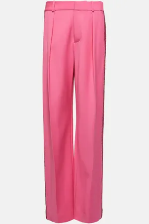 AREA Embellished wool wide-leg pants