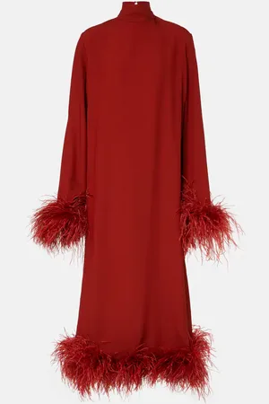 ‎Taller Marmo‎ Gina feather-trimmed midi dress