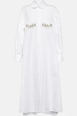 Simone Rocha Crystal-embellished cotton midi dress