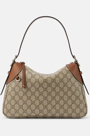 Gucci GG Canvas Medium leather-trimmed shoulder bag