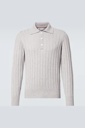 Brunello Cucinelli Ribbed-knit cashmere polo sweater