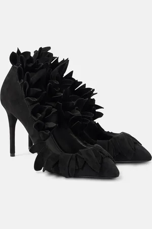 Alaïa Petal ruffled suede pumps