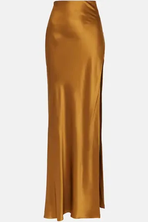 The Sei Asymmetric silk satin maxi skirt