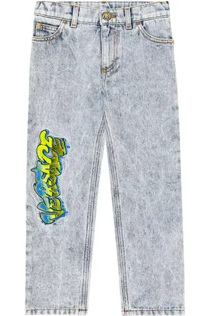 VERSACE Embroidered logo straight jeans