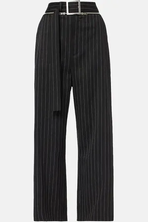 Jean Paul Gaultier Pinstripe high-rise virgin wool wide-leg pants
