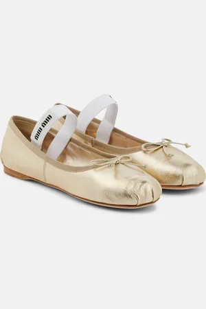 Miu Miu Logo leather ballet flats