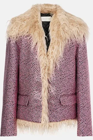 DRIES VAN NOTEN Faux fur-trimmed embellished jacket