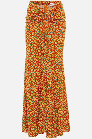 Paco rabanne Low-rise printed jersey maxi skirt