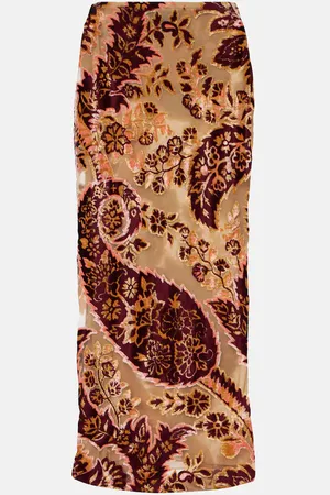 Etro Paisley jacquard velvet midi skirt